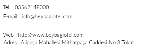 Beyba Otel telefon numaralar, faks, e-mail, posta adresi ve iletiim bilgileri